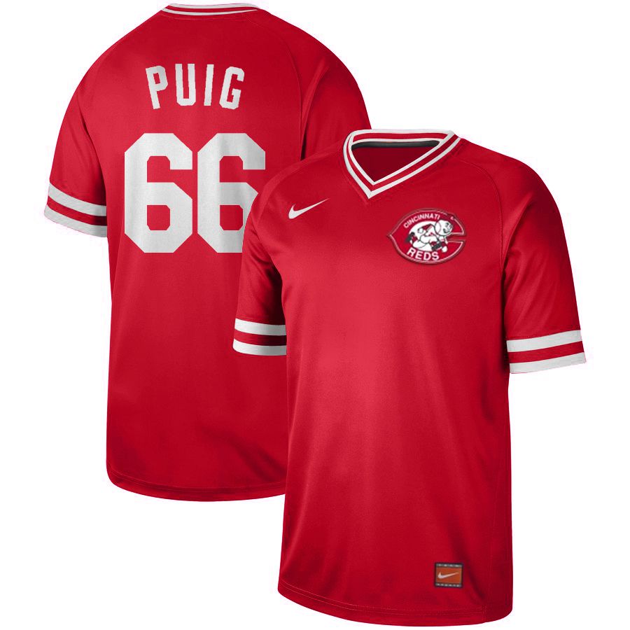 Men Cincinnati reds #66 Puig Red Nike Cooperstown Collection Legend V-Neck MLB Jersey->kansas city royals->MLB Jersey